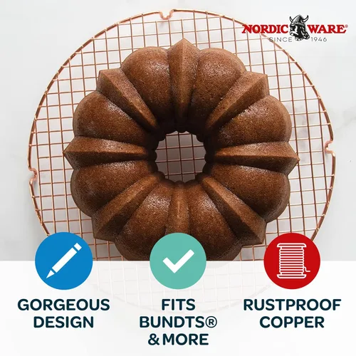 Miniatura 3 de Nordic Ware Rejilla de enfriamiento redonda, 13 pulgadas de diámetro, cobre