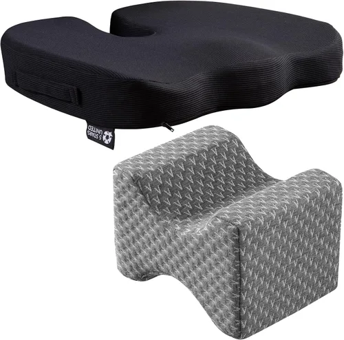5 STARS UNITED Almohada de rodilla para personas que duermen de lado, 100% espuma viscoelástica y cojín de asiento para silla de escritorio, paquete
