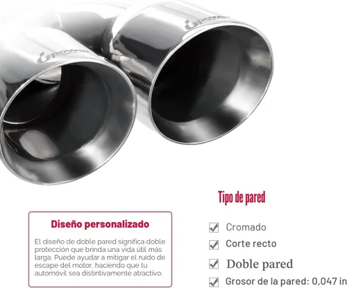 Miniatura 5 de Upower puntas de tubo de escape de 2.5 pulgadas de entrada y 3.5 pulgadas de salida, 9.5 pulgadas de longitud total, puntas de tubo de escape