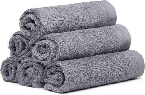 Miniatura 26 de Juego de 12 paños de 100 % algodón de 13 x 13 pulgadas, juego de 12 toallas ultrasuaves y altamente absorbentes, para baño, gimnasio, hotel, spa