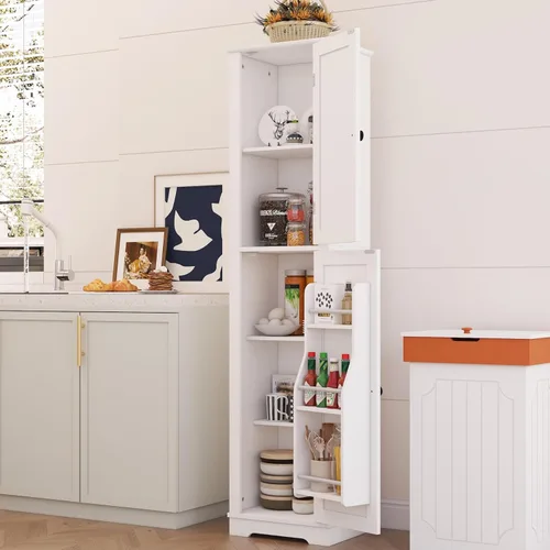 Function Home - Armario de almacenamiento alto de 64", gabinetes de baño estrechos, despensa de cocina independiente con estantes de almacenamiento