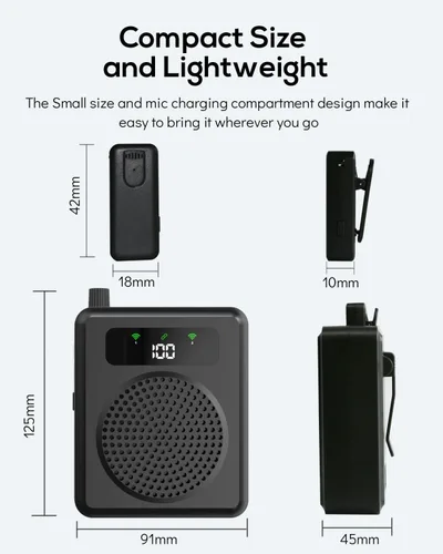 Miniatura 6 de Amplificador de voz inalámbrico con micrófonos de solapa, amplificador de voz portátil, micrófono con altavoz, mini megáfono con clip en/micrófono