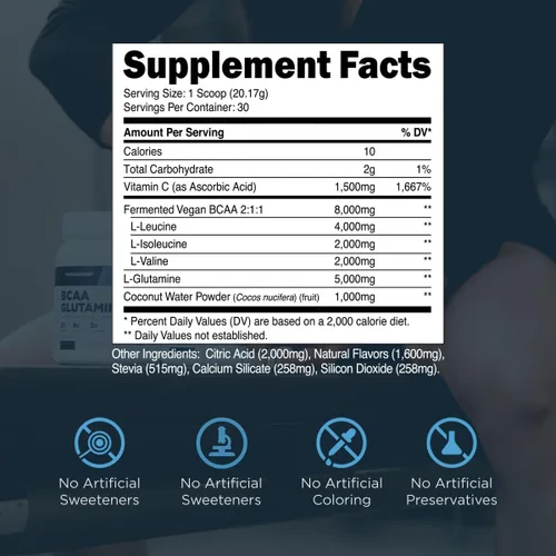 Miniatura 3 de Transparent Labs BCAA Glutamina - 8000 mg de BCAA en polvo por porción con L glutamina para recuperación después del entrenamiento, crecimiento
