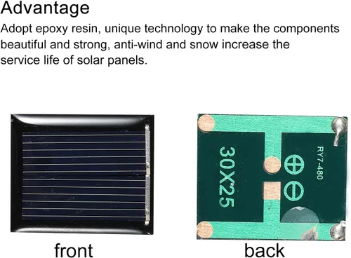 Miniatura 4 de MECCANIXITY Mini célula de panel solar 1V 80mA 0.08W 1.181 in x 0.984 in para proyecto de energía eléctrica DIY paquete de 5