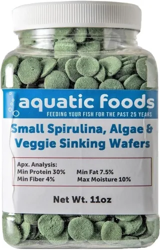 Obleas de espirulina, algas y verduras de 0.472 in - 1/2 pulgada pequeña oblea de hundimiento para camarones, caracoles, cangrejos, cangrejos de