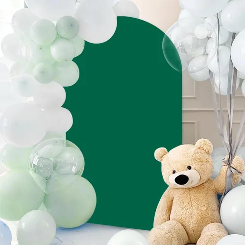 Miniatura 5 de Cubierta de Arco de Boda Verde Cazador 3.3x6.6 pies Spandex Elástico Chiara Cubierta de Telón de Fondo para Soporte de Arco de Parte Superior
