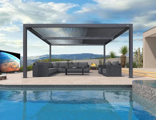 Miniatura 40 de PURPLE LEAF 94AS - Pérgola pequeña de aluminio compacto de 10 x 12 pies con techo rígido con listones ajustables para patio, cubierta de terraza