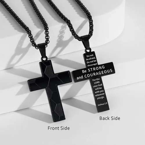 Miniatura 5 de HattiDoris Collar de cruz de fútbol para niños, colgante de cruz de versículo bíblico inspirador, cadena de acero inoxidable de 22 + 2 pulgadas