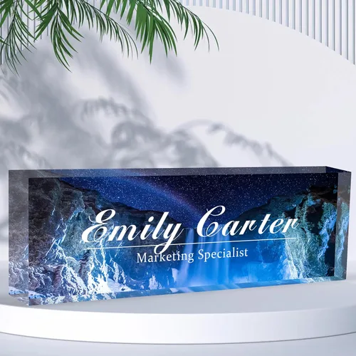 Miniatura 38 de Placa de nombre de escritorio personalizada, placas de identificación acrílicas para escritorio, decoración de oficina, regalos personalizados