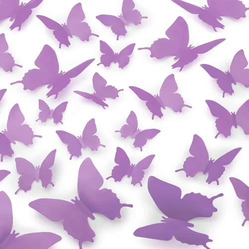 Miniatura 12 de Zulay Home Decoración de pared de mariposa 3D, 24 piezas con 3 tamaños diferentes, decoraciones extraíbles para habitación, cumpleaños, fiestas