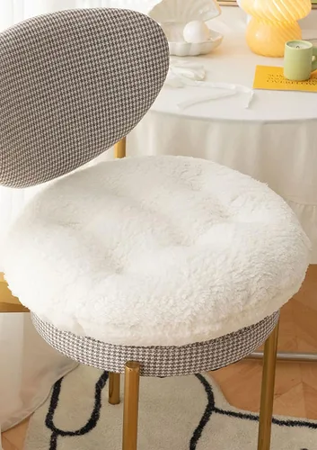 Cojines de silla cómodos cuadrados y redondos de lana de cordero artificial, cojines de asiento de silla suaves y esponjosos de felpa para casa y