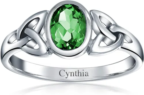 Miniatura 2 de Bling Jewelry Genuine Gemstone CZ BFF Sorority Sister Promise Friendship Celtic Triquetra Infinity Love Knot Ring For Women Teen.925 Sterling Silver