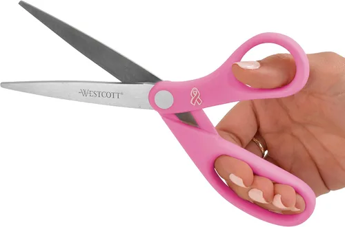 Miniatura 4 de Westcott 15387 Tijeras de acero inoxidable de 8 pulgadas con cinta rosa para oficina y hogar