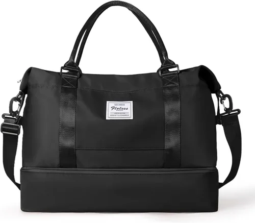 Bolsa de lona de viaje, bolsa de gimnasio deportiva, bolsa de hombro para fin de semana para mujer