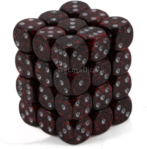 Chessex Juego de dados poliédricos de volcán plateado moteado de 0.472 in – Compatible con Calabozos y Dragones, Pathfinder y otros juegos de rol de