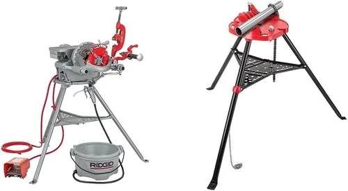 Miniatura 8 de RIDGID 15682 Modelo 300 Power Drive Complete, máquina roscadora de tubos de 38 RPM y llave de tubo recta de aluminio de 1/2 pulgada a 3/4 pulgadas