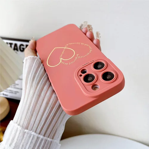 Miniatura 4 de ankofave Funda para iPhone 12 Pro Max para mujeres y niñas, bonita funda chapada en oro con doble corazón, suave, a prueba de golpes, funda