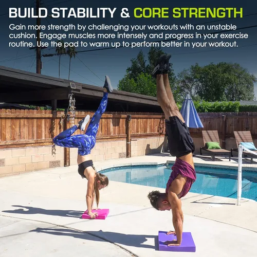 Miniatura 6 de ProsourceFit Almohadilla de equilibrio de ejercicio, alfombrilla de espuma acolchada antideslizante y rodillera para entrenamiento de fitness y Rosa