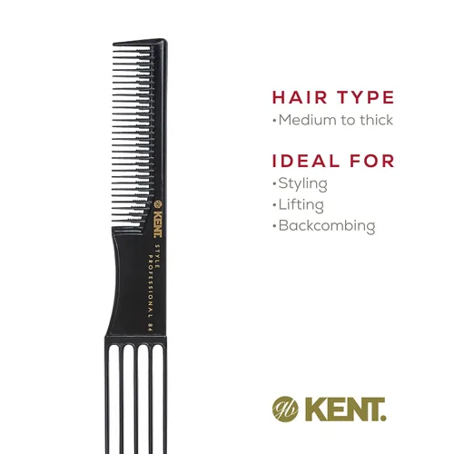 Miniatura 5 de Kent SPC84 Peine de Púas para Cabello Rizado y Grueso – Horquilla Profesional Antiestática Resistente al Calor para Volumen y Elevación – Peine