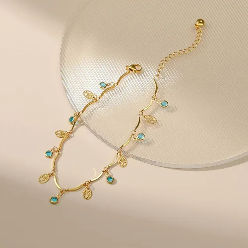 Miniatura 28 de Tobillera para mujer, chapada en oro de 18 quilates, tobillera con dije de oro, impermeable, para verano, playa, cadena de pie, joyería para regalos