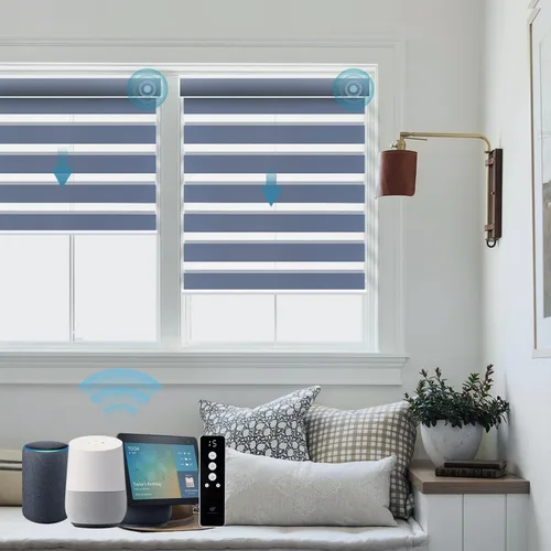 Miniatura 14 de SmartWings - Persianas motorizadas de cebra con control remoto, persianas de filtrado de luz inteligentes y semitransparentes para ventanas