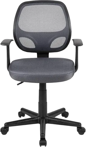 Flash Furniture Flash Fundamentals Silla de oficina ergonómica giratoria de malla gris con brazos