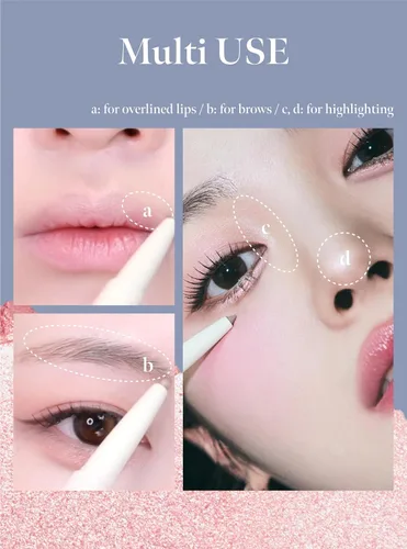 Miniatura 9 de CORALHAZE Idol AEGYO-SAL Maker 01 Champagne Beige, resaltador 2 en 1 para debajo de los ojos y delineador de contorno para ojos brillantes