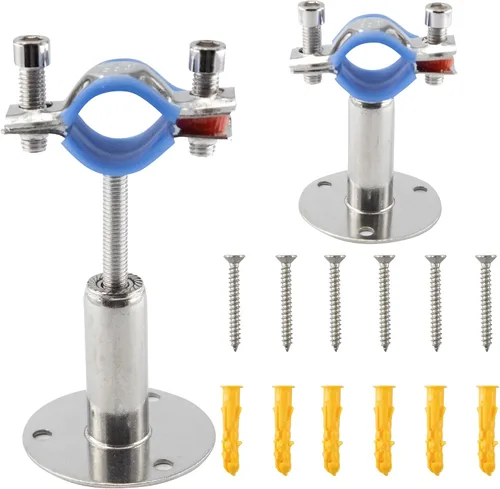 Miniatura 8 de Soporte de tubo de montaje en pared de acero inoxidable 304, abrazadera de tubo ajustable, soporte de correa de tubo de soporte fijo para tubos