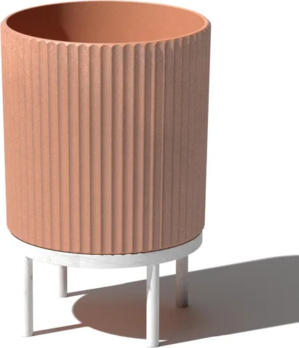 Miniatura 16 de Veradek Demi Series - Maceta redonda con soporte para porche o patio, compuesto de piedra de plástico duradero y soporte de madera, decoración