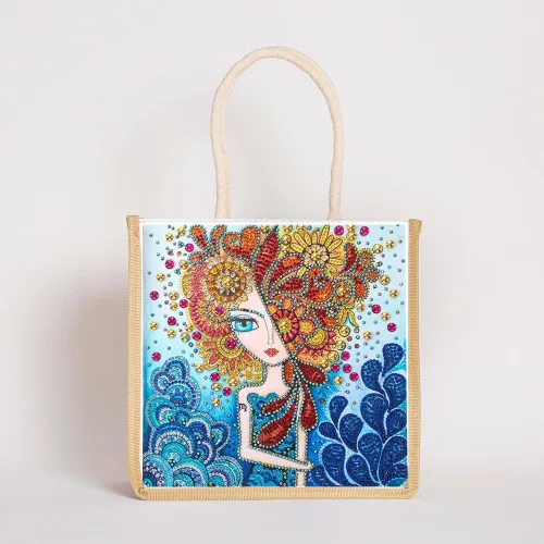 Miniatura 3 de DOOSAI Paquete de 4 bolsas de lona de cabello verde rojo de tacón alto con diamantes de tacón alto, bolsas de lona bohemias 5D para bricolaje