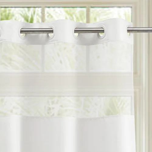 Miniatura 3 de River Dream Cortina de ducha no necesita ganchos, cortina de ducha de tela blanca para baño, calidad de hotel, lavable a máquina, repelente al agua