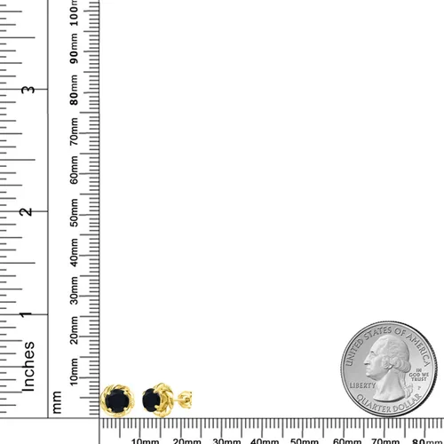 Miniatura 255 de Gem Stone King Aretes de plata de ley 925 de 0.236 in con piedra natal redonda para mujer
