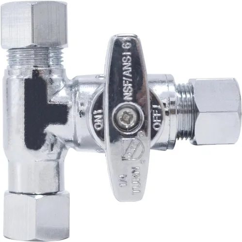 Miniatura 8 de TT FLEX Válvula de parada en T de servicio, 1/2 pulgada x 1/2 pulgada x 1/4 pulgada, 1/4 de vuelta, ajuste de parada de servicio de compresión