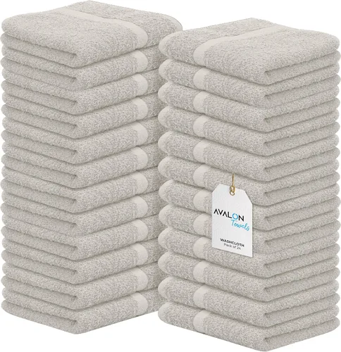Miniatura 23 de Avalon Towels Toallas de algodón – Paquete de 24 unidades, 12 x 12 pulgadas, 100% algodón hilado en anillo, toallas faciales suaves y absorbentes