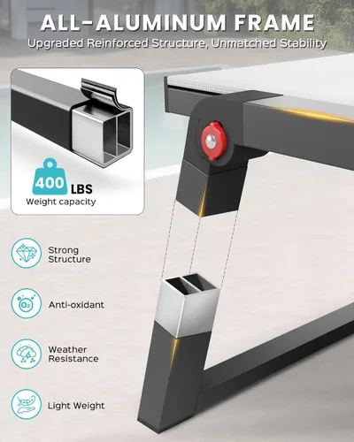 Miniatura 5 de Silla de Salón de Aluminio para Exterior, Sillas de Salón Plegables y sin Montaje para Patio y Piscina, Silla Reclinable de 5 Posiciones para Blanco