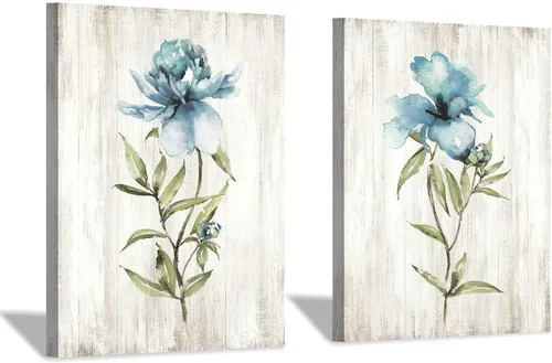 Miniatura 10 de Hardy Gallery Arte de Pared en Lienzo con Pintura Floral: Ramo de Flores Abstractas en Botella de Vidrio, Impresión de Imagen para Comedor