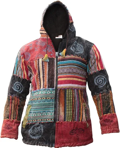 Miniatura 2 de Shopoholic Fashion Unisex Patchwork Festival Hippie Sudadera con capucha