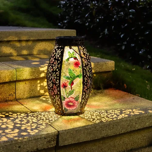 Miniatura 7 de Lámpara Solar de Colibrí Larekook para Exteriores Impermeable, Lámpara Colgante Grande de Metal de 13" Decorativa, Luces Solares de Colibrí