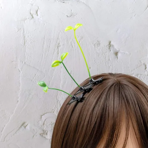Miniatura 8 de AUEAR, Paquete de 20 pinzas para el pelo de brotes de frijoles de plantas, horquilla de guisante, accesorios para la cabeza para mujeres y niñas