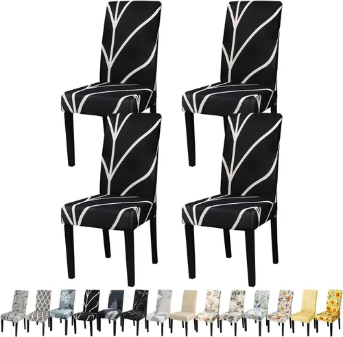 Miniatura 102 de JQinHome Juego de 8 fundas para sillas de comedor, fundas de alta elasticidad extraíbles y lavables, fundas protectoras de asiento para silla