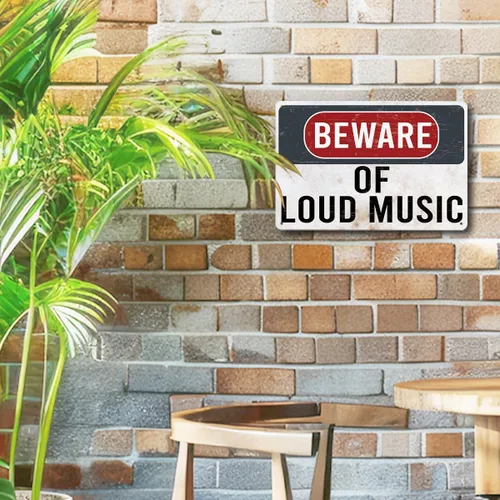 Miniatura 5 de Letrero de Cuidado con la Música Fuerte, Decoración de Garaje para el Hogar, Placa de Letreros de Metal Retro, Letreros de Hojalata de Metal