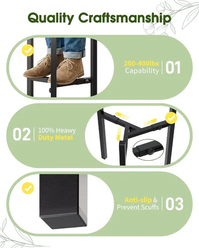 Miniatura 7 de Paquete de 3 soportes para plantas ajustables para interiores, soporte moderno de metal para plantas de interior, soportes resistentes para plantas