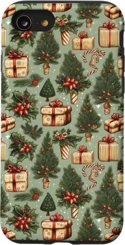 Miniatura 18 de Vintage Christmas Theme Holiday Trees, Presents, Teal, Bows Case for iPhone 17