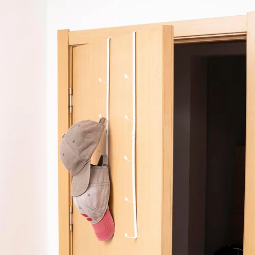 Miniatura 8 de MyGift 2 organizadores de sombreros sobre la puerta, colgador de puerta, almacenamiento de exhibición, 5 ganchos resistentes, para abrigo, bufanda