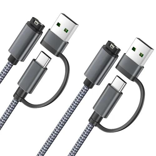 Miniatura 12 de Itramax Cable de carga USB C 2 en 1 para Garmin Watch de 4 pies, cable de alimentación de carga USB para Garmin Fenix 8 E 7 7X 7S 6 Solar