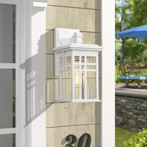 Miniatura 2 de zeyu Lámpara de Pared Moderna para Exteriores - Accesorio de Luz Exterior de 12 Pulgadas para Porche Delantero de Casa, Pantalla de Vidrio