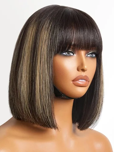 Miniatura 36 de Luvme Hair - Peluca Bob de encaje frontal con bordes rizados 4C, 10 pulgadas, cabello humano lacio tipo afro, sin pegamento, con separación profunda