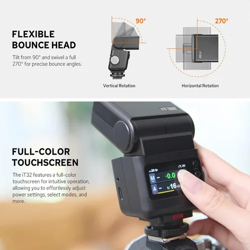 Miniatura 7 de GODOX IT32 TTL Flash de cámara con disparador de flash inalámbrico X5C para Canon, flash inalámbrico 2.4G HSS 1/8000s, receptor incorporado