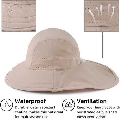 Miniatura 43 de Sombrero de verano para niños pequeños con solapa para el cuello, impermeable, sombrero de natación para niños, protección UV, sombrero de playa