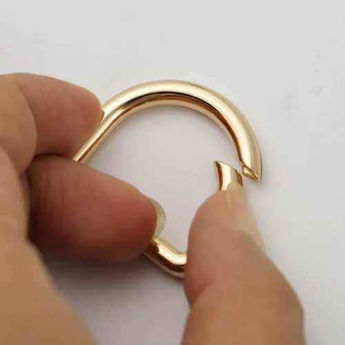 Miniatura 2 de TANJUN 2 unids D hebilla semicírculo resorte broche broche gatillo resorte llavero hebilla para bolsos monederos llavero Oro
